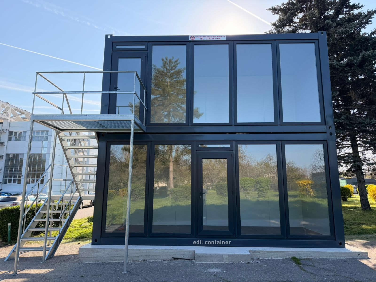 container modular negru supraetajat pro 